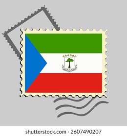 Equatorial Guinea flag postage stamp. Isolated vector illustration on grey post stamp background