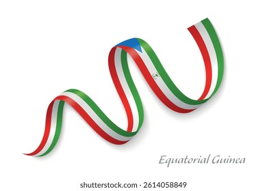 Equatorial Guinea flag ribbon waving national colors, symbolizing pride, unity and national identity