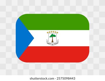 Equatorial Guinea flag - rounded rectangle colorful flag representing a country cultural identity and heritage. The essence of national pride and unity. Vector flag on transparent background.