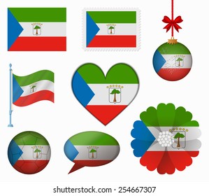 Equatorial Guinea flag set of 8 items vector
