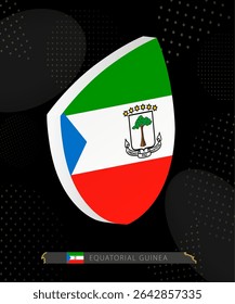 Equatorial Guinea Flag Shield icon in 3D on Dark Modern Abstract Rugby Background. Perfect for sports events, heritage themes, national celebrations, and patriotic designs.