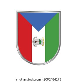 Bandera de Guinea Ecuatorial con diseño vectorial de marco plateado