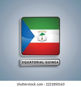 Equatorial Guinea flag square button vector illustration