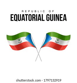 Äquatorialguinea-Flaggenstaatsymbol einzeln auf nationalem Hintergrund. Grußkartennationaler Unabhängigkeitstag der Republik Äquatorialguinea. Illustrationsbanner mit realistischer Staatsflagge.
