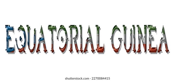 Equatorial guinea flag text font, symbol background, flag ribbon typography lettering logo label banner, 3D colorful background, vector illustration