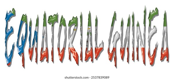 Fonte do texto da bandeira da Guiné Equatorial, fundo colorido da bandeira da Guiné Equatorial 3D, ilustração do vetor da bandeira da Guiné Equatorial