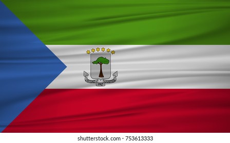 Equatorial Guinea flag vector. Vector flag of Equatorial Guinea blowig in the wind. EPS 10.