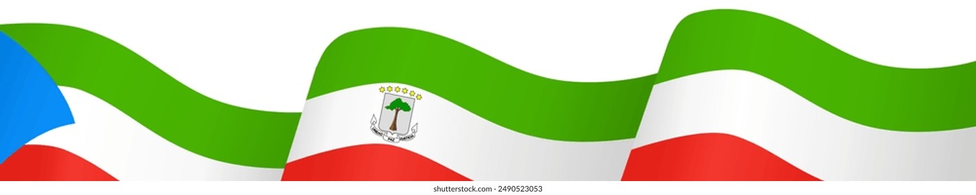 Equatorial Guinea flag wave isolated on png or transparent background vector illustration.  