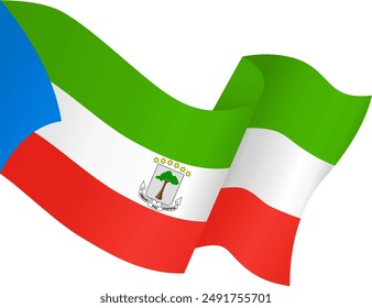 Equatorial Guinea flag wave isolated on png or transparent background vector illustration.  