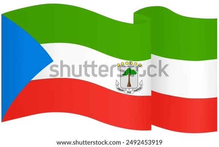 Equatorial Guinea flag wave isolated on png or transparent background vector illustration.  