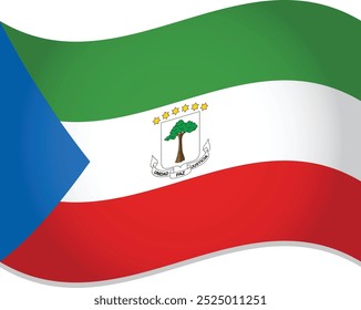 Equatorial Guinea Flag Waving, Flag of Equatorial Guinea 3D Style - Vector