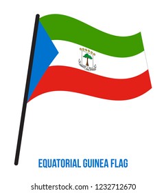 Equatorial Guinea Flag Waving Vector Illustration on White Background. Equatorial Guinea National Flag.