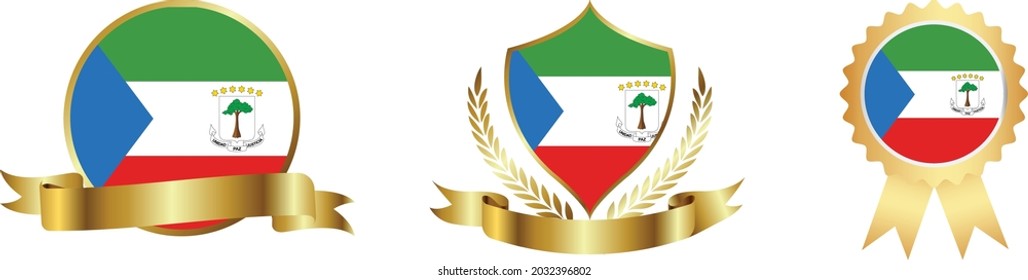 Equatorial Guinea flags. Symbols of countries map