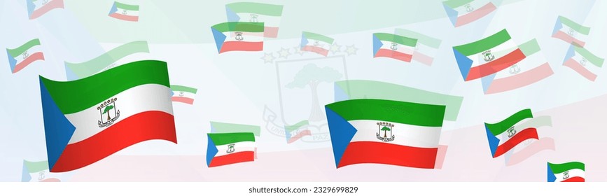 Equatorial Guinea flag-themed abstract design on a banner. Abstract background design with National flags. Vector illustration.