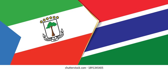 Equatorial Guinea and Gambia flags, two vector flags symbol of relationship or confrontation.