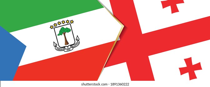 Equatorial Guinea and Georgia flags, two vector flags symbol of relationship or confrontation.