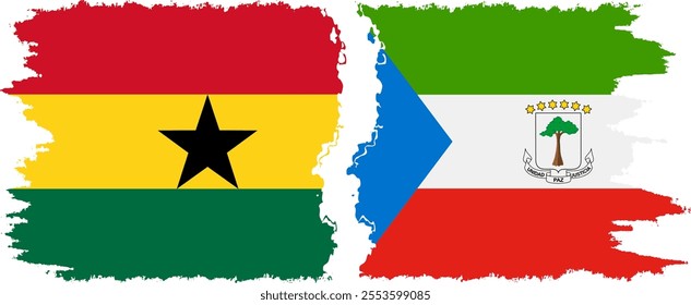 Equatorial Guinea and Ghana grunge flags connection, vector