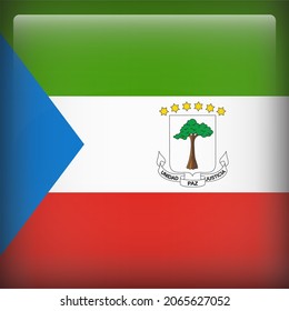 Equatorial Guinea Glossy 3D Square Country Flag Icon