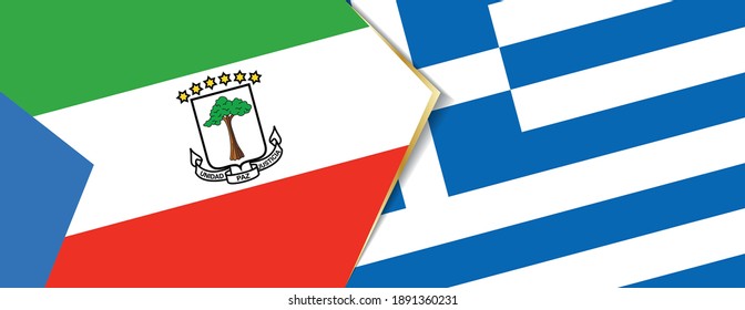 Equatorial Guinea and Greece flags, two vector flags symbol of relationship or confrontation.