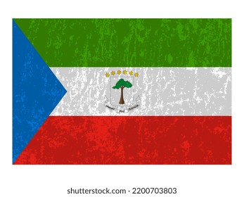 Equatorial Guinea grunge flag, official colors and proportion. Vector illustration.