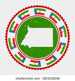 Equatorial Guinea grunge stamp. Round logo with map and flag of Equatorial Guinea. Country stamp. Vector illustration.