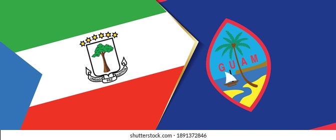 Equatorial Guinea and Guam flags, two vector flags symbol of relationship or confrontation.