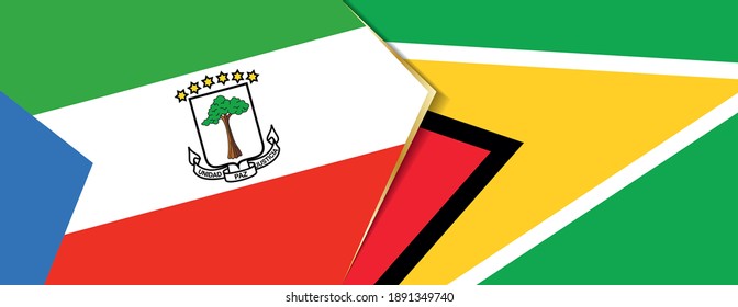 Equatorial Guinea and Guyana flags, two vector flags symbol of relationship or confrontation.
