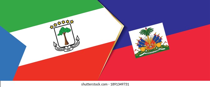 Equatorial Guinea and Haiti flags, two vector flags symbol of relationship or confrontation.