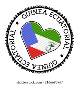 Equatorial Guinea heart badge. Vector logo of Equatorial Guinea with name of the country in Spanish language. Elegant Vector illustration.