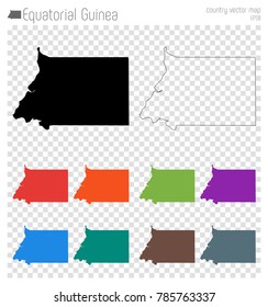 Equatorial Guinea high detailed map. Isolated black country outline. Vector illustration.