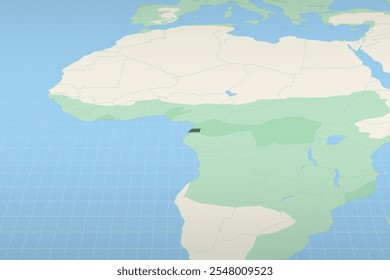 Equatorial Guinea highlighted on a detailed map, geographic location of Equatorial Guinea. Vector Map.