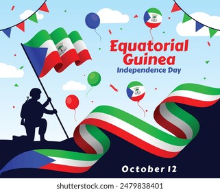 Equatorial Guinea Independence Day Flag Banner, can be used for business designs, presentation designs or any suitable designs.

