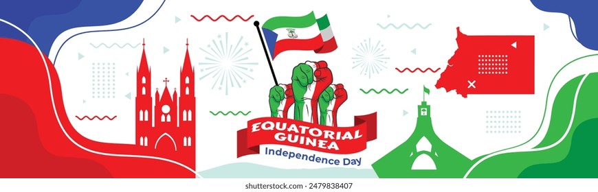 Equatorial Guinea Independence Day Flag Banner, can be used for business designs, presentation designs or any suitable designs.

