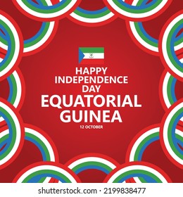 Equatorial Guinea independence day vector template with ribbon tricolor flags. African country public holiday celebrated annually on October 12.