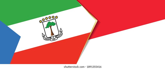 Equatorial Guinea and Indonesia flags, two vector flags symbol of relationship or confrontation.