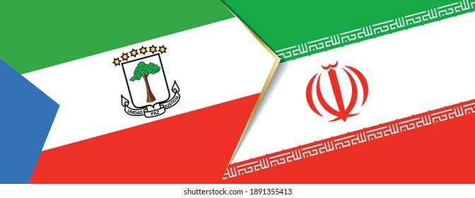 Banderas de Guinea Ecuatorial e Irán, dos banderas vectoriales símbolo de relación o enfrentamiento.