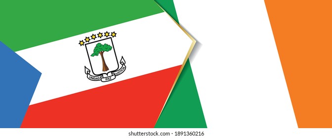 Banderas de Guinea Ecuatorial e Irlanda, dos banderas vectoriales símbolo de relación o enfrentamiento.