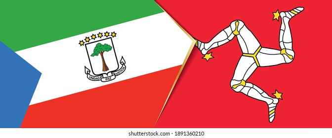 Banderas de Guinea Ecuatorial y la Isla de Man, dos banderas vectoriales símbolo de relación o enfrentamiento.