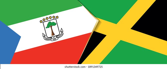 Equatorial Guinea and Jamaica flags, two vector flags symbol of relationship or confrontation.