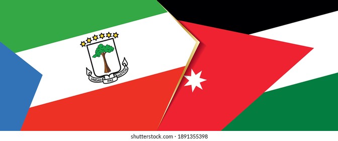 Equatorial Guinea and Jordan flags, two vector flags symbol of relationship or confrontation.