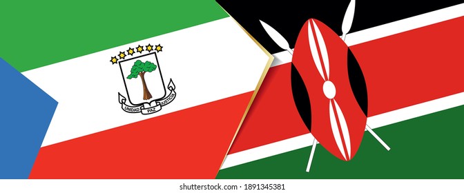 Equatorial Guinea and Kenya flags, two vector flags symbol of relationship or confrontation.