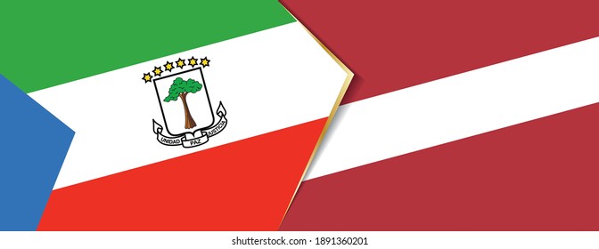 Equatorial Guinea and Latvia flags, two vector flags symbol of relationship or confrontation.