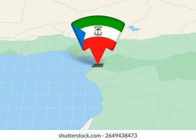Guiné Equatorial Localização Destaque no Mapa Africano com Ícone Bandeira. Design detalhado do vetor.