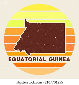 Equatorial Guinea logo. Sign with the map of country and colored stripes, vector illustration. Can be used as insignia, logotype, label, sticker or badge of the Equatorial Guinea.