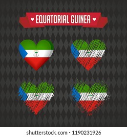 Equatorial Guinea with love. Design vector broken heart with flag inside.