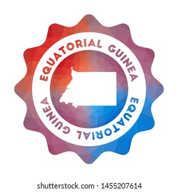 Equatorial Guinea low poly logo. Colorful gradient travel logo of the country in geometric style. Multicolored polygonal Equatorial Guinea rounded sign with map for your infographics.