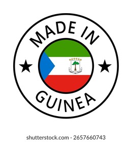 Guinea Ecuatorial Hecho en sello en círculo con Plantilla de Vector de la bandera sobre fondo blanco