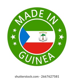 Guinea Ecuatorial Hecho en sello en círculo con Plantilla de Vector de la bandera sobre fondo blanco