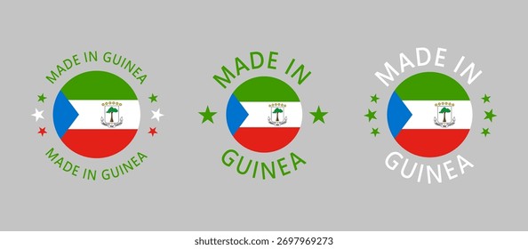 Guinea Ecuatorial Hecho en Sello en círculo con bandera sobre fondo blanco
