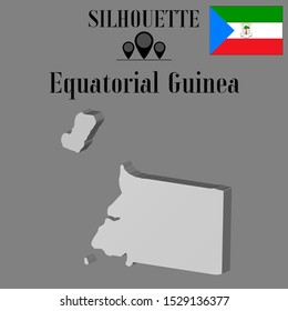 Equatorial Guinea, Malabo outline world map silhouette vector illustration, creative design background, national country flag, design element, symbols from countries all continents set. 